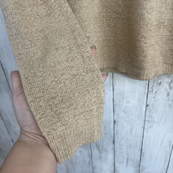 Sunland 17 Top Womens Medium Brown Tan Open Knit Sweater Coastal Beachy - Picture 6 of 9